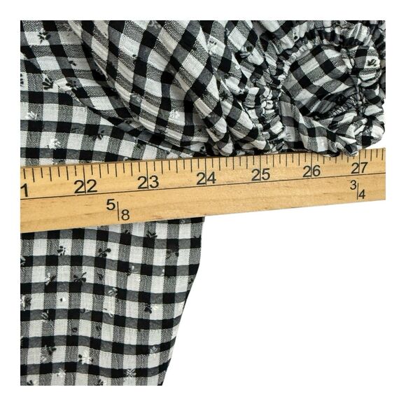 CeCe Tiered Mini Dress Short Sleeve Babydoll Sz Extra Large Black White Gingham - Picture 8 of 9